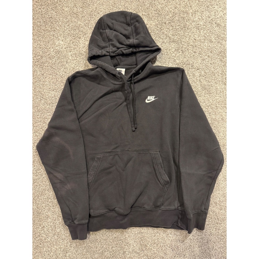 Nike Hoodie Men M Black Sportswear Club Fleece Pullover Embroidered Futura Logo*